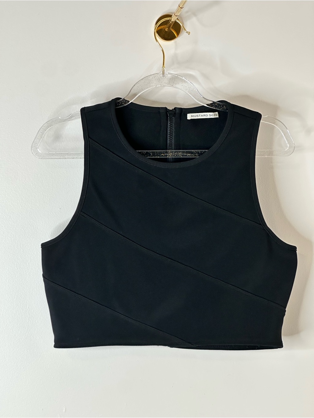 Mustard Seed Black Cropped Crewneck Tank